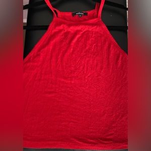 Red racer back slightly cropped top